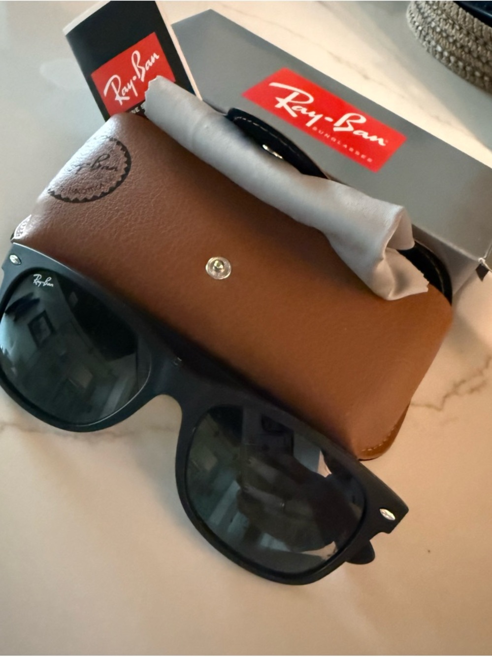 Ray-Ban Black Sunglasses with Dark Green Lens